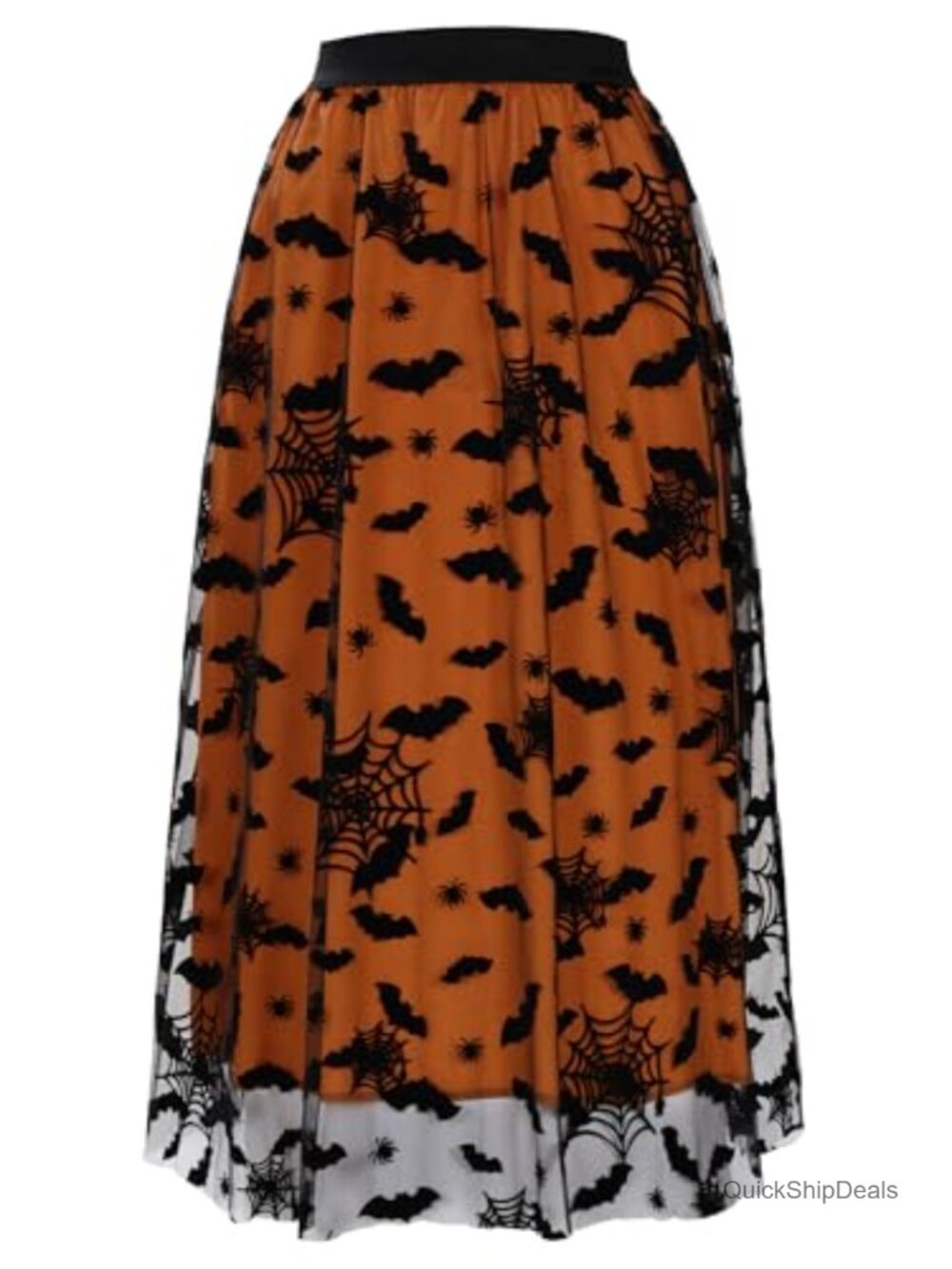 Women's Halloween Tulle Midi Skirt Elastic Waist Layered Mesh Cosplay Party